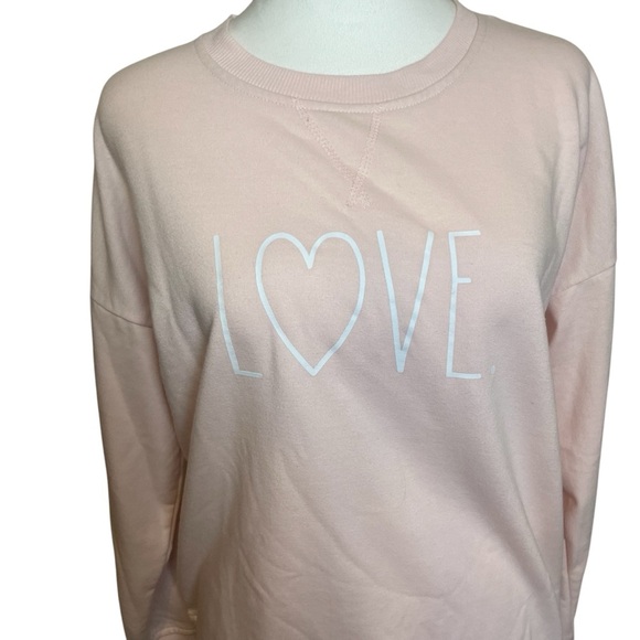 RAE DUNN Crewneck Love Sweatshirt Small Soft Pink Valentine’s Day Casual Novelty - Picture 2 of 9